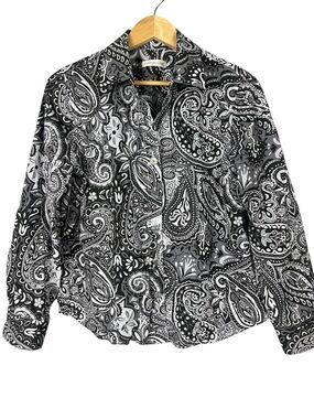 Paisley Print Shades of Gray Blouse